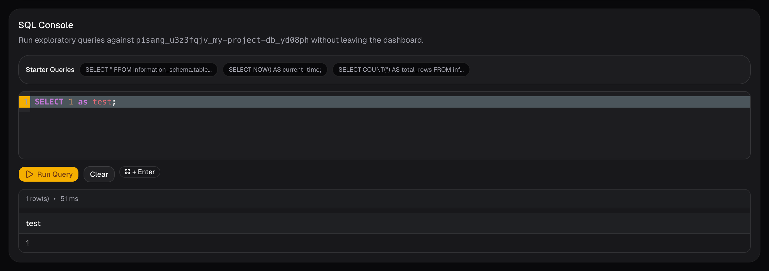 PisangDB SQL Console